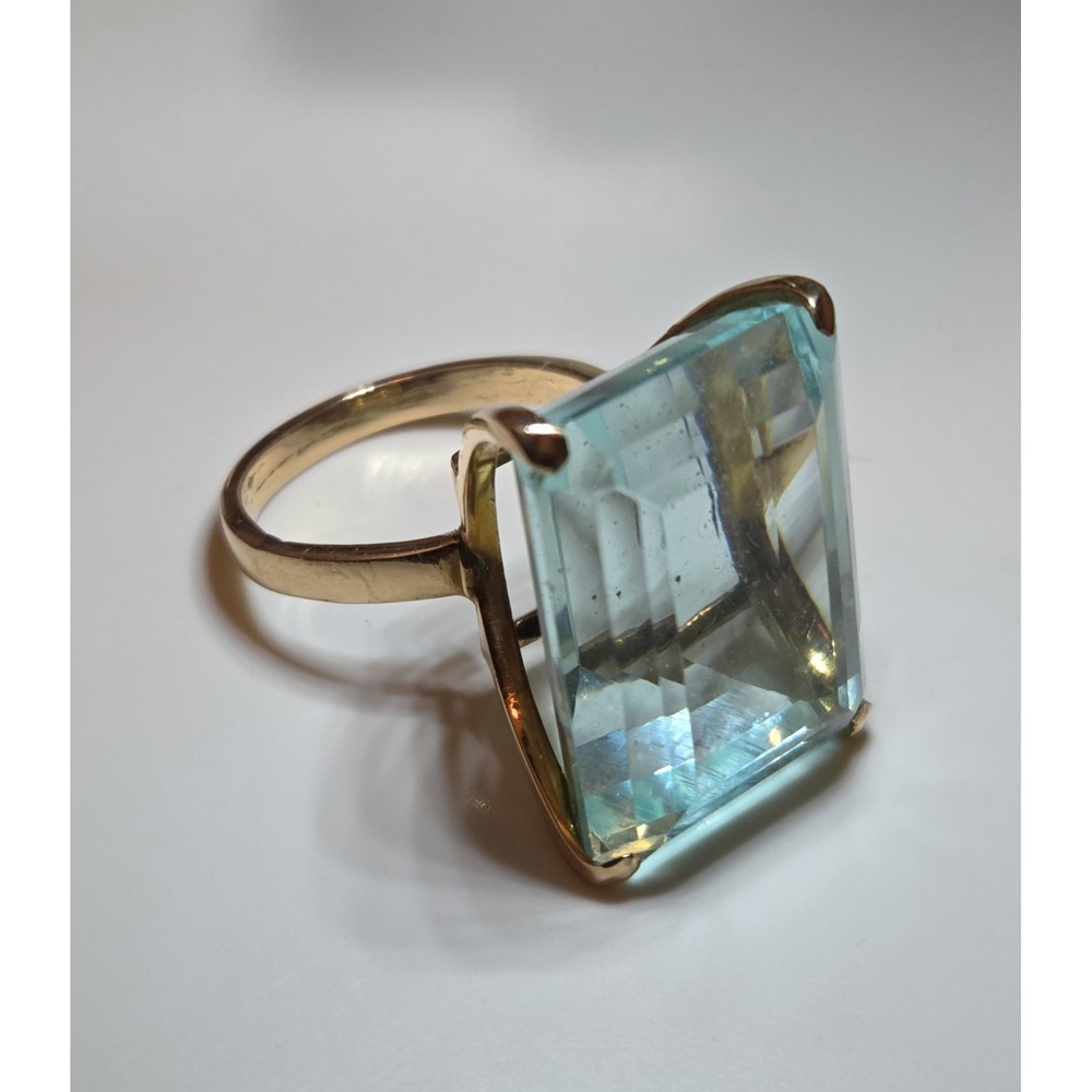 1950s-60s  14k Yellow Gold Maximino Emerald‎ Cut Cocktail Ring Size 7 Brazilian - Picture 12 of 13
